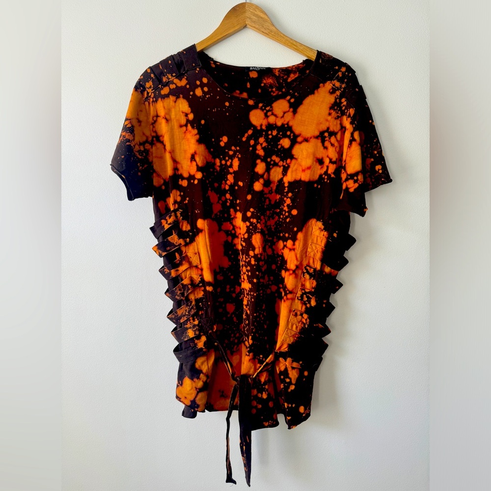 Balmain Bleach Splatter Print Oversized T Shirt Dress One Size